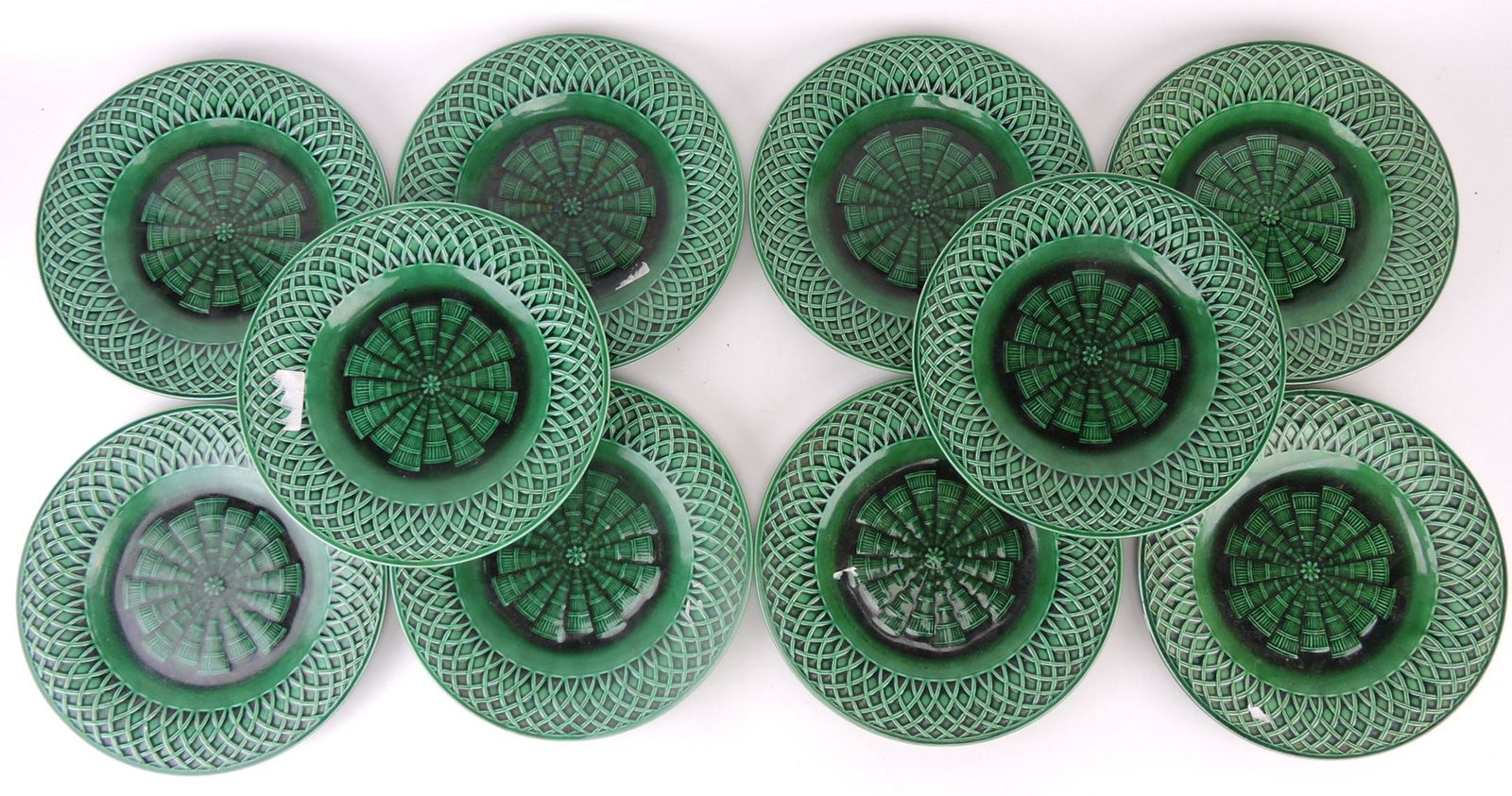 Minton majolica lot of 10 - 9" dark (1 of 1)