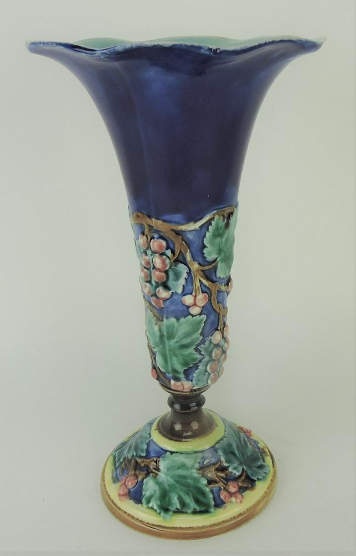 Gustafsberg majolica cobalt trumpet: vase, 10 1/2"