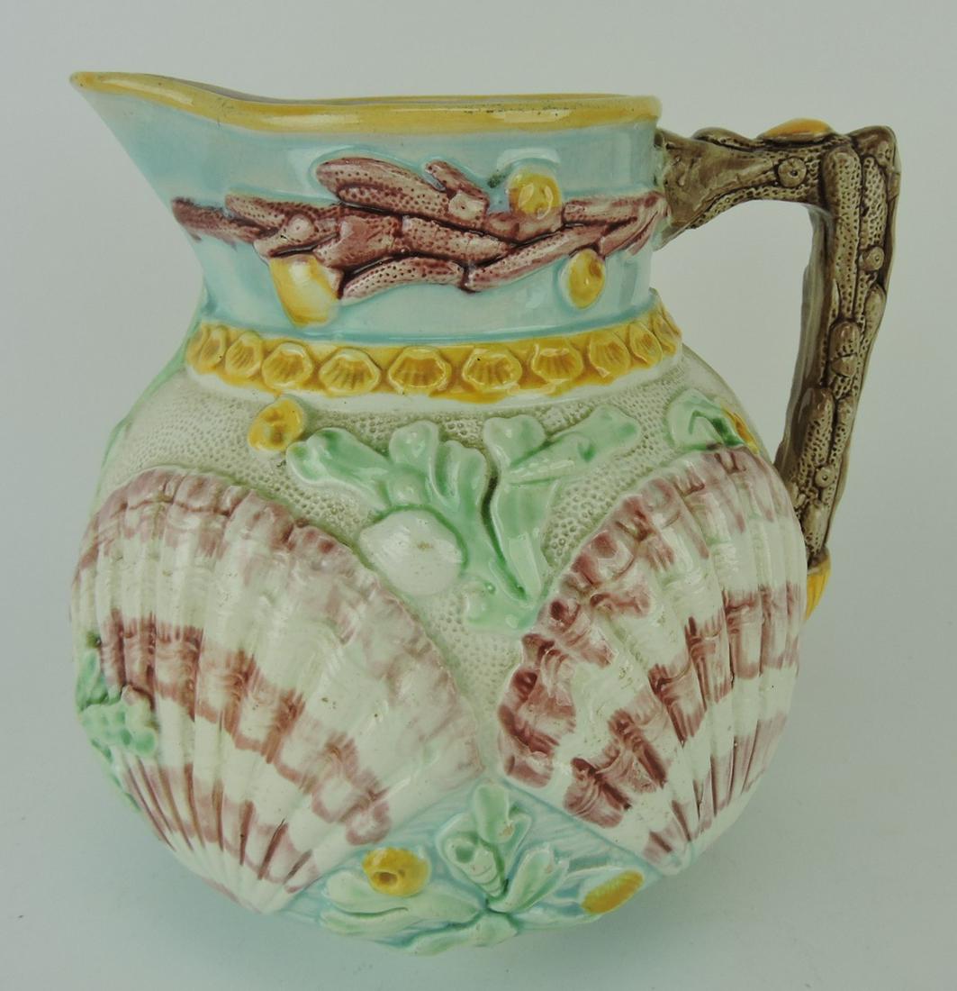 Majolica shell and coral 7 1/2" pitcher (1 of 1)