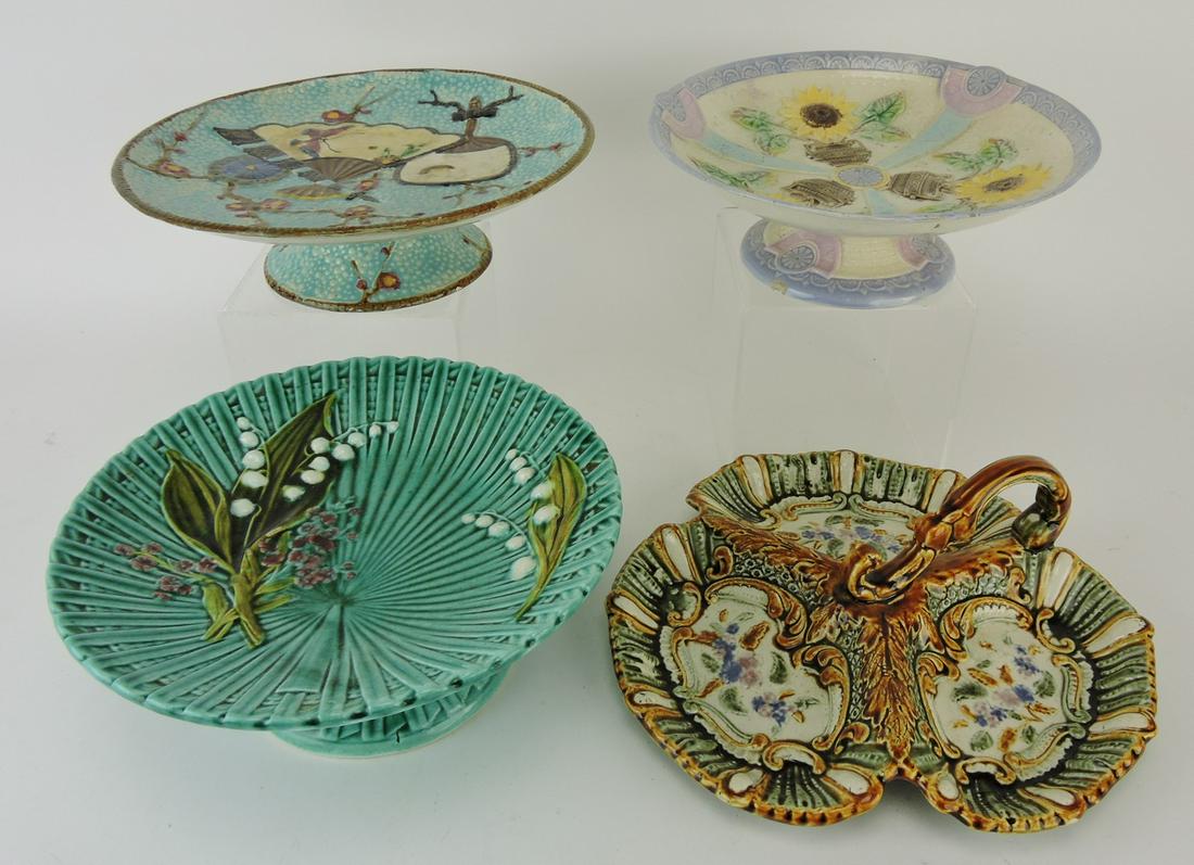 Majolica lot of 3 compotes and one (1 of 1)