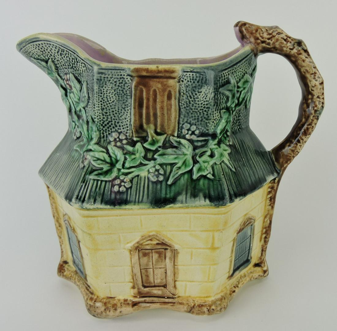 Majolica large cottage form pitcher, (1 of 1)