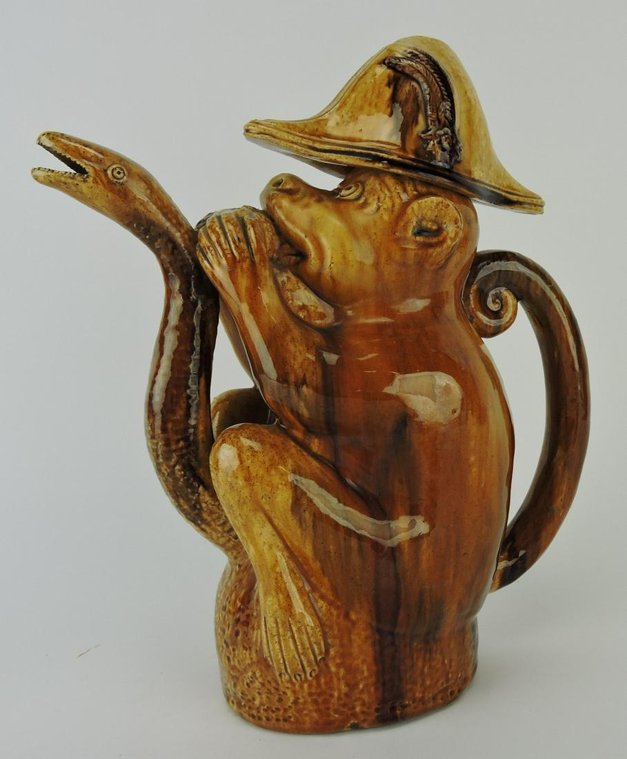 Majolica Palissy figural monkey and (1 of 1)