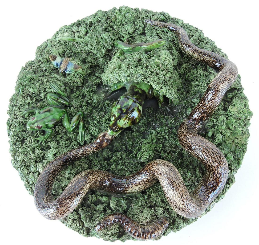 Cunha Palissy majolica plaque with (1 of 1)