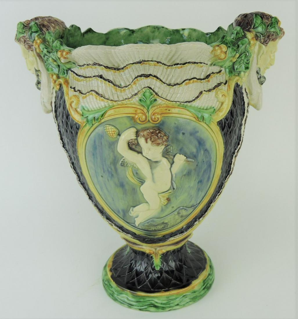 French Barbizet Palissy Renaissance: vase, 13 1/2"