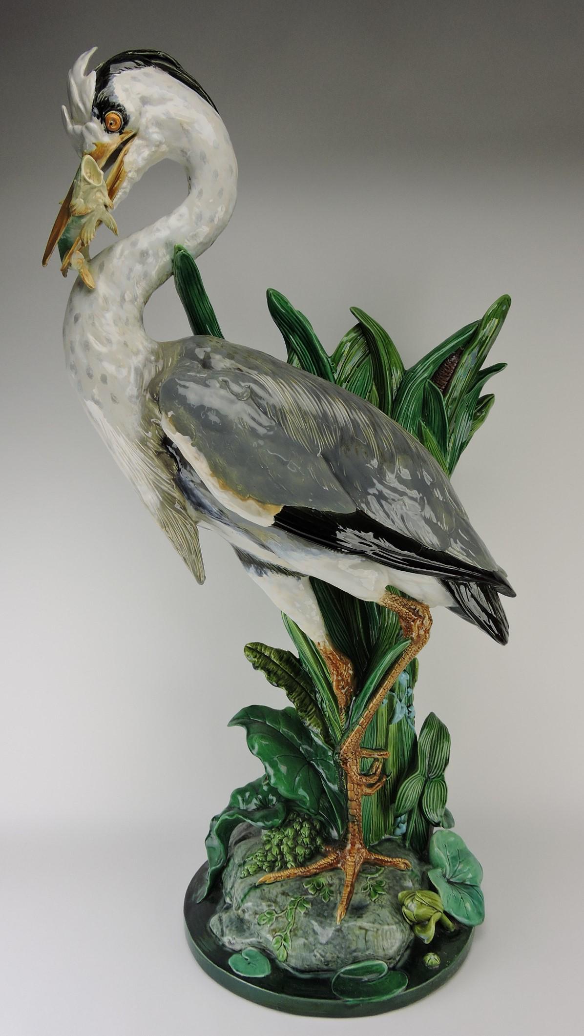 Minton majolica heron walking stick (1 of 2)