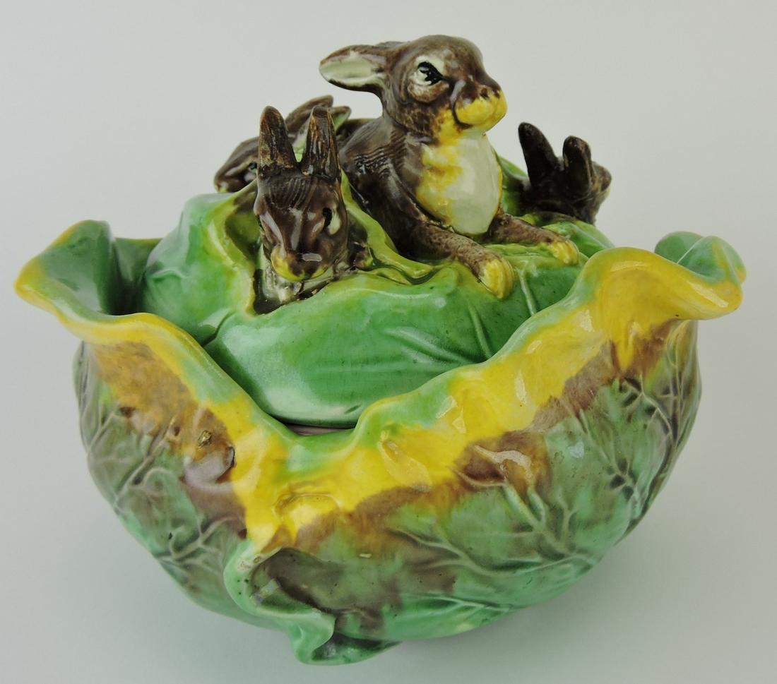 Majolica rabbits in cabbage covered (1 of 1)