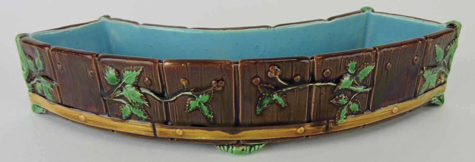 Minton majolica flower trough,: 10"