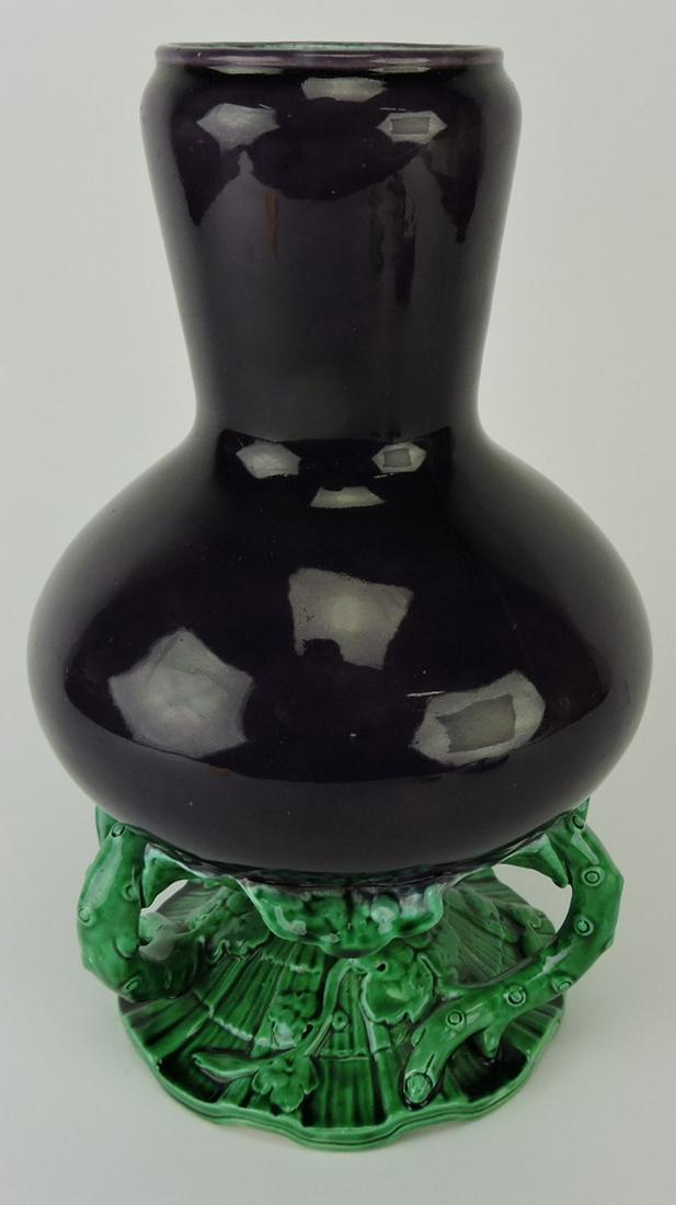 Minton majolica purple eggplant: vase, 11"