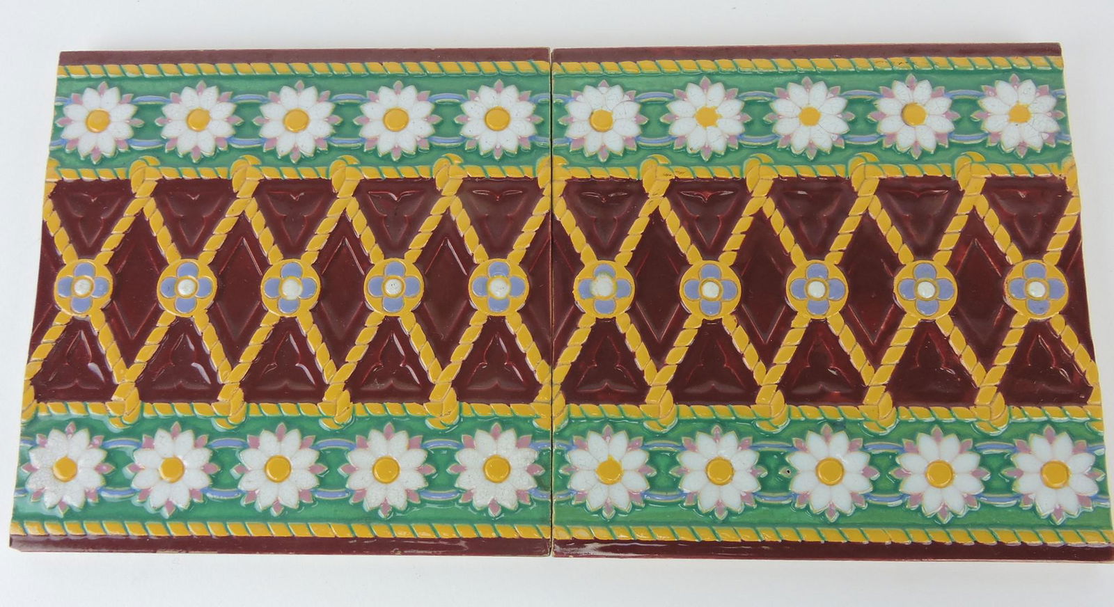 Minton majolica pair of 8" tiles with (1 of 1)