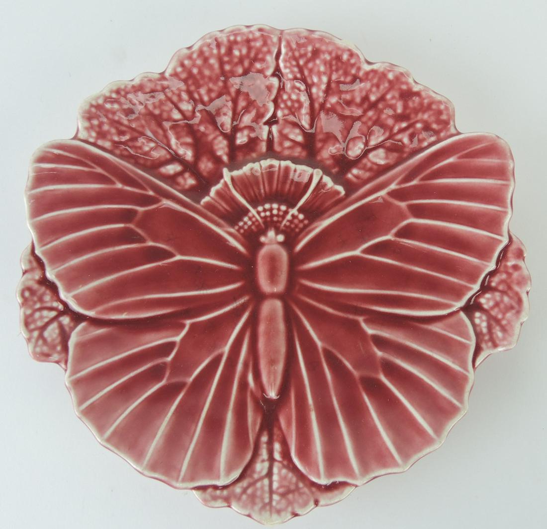 Minton majolica butterfly on leaf plate, (1 of 1)