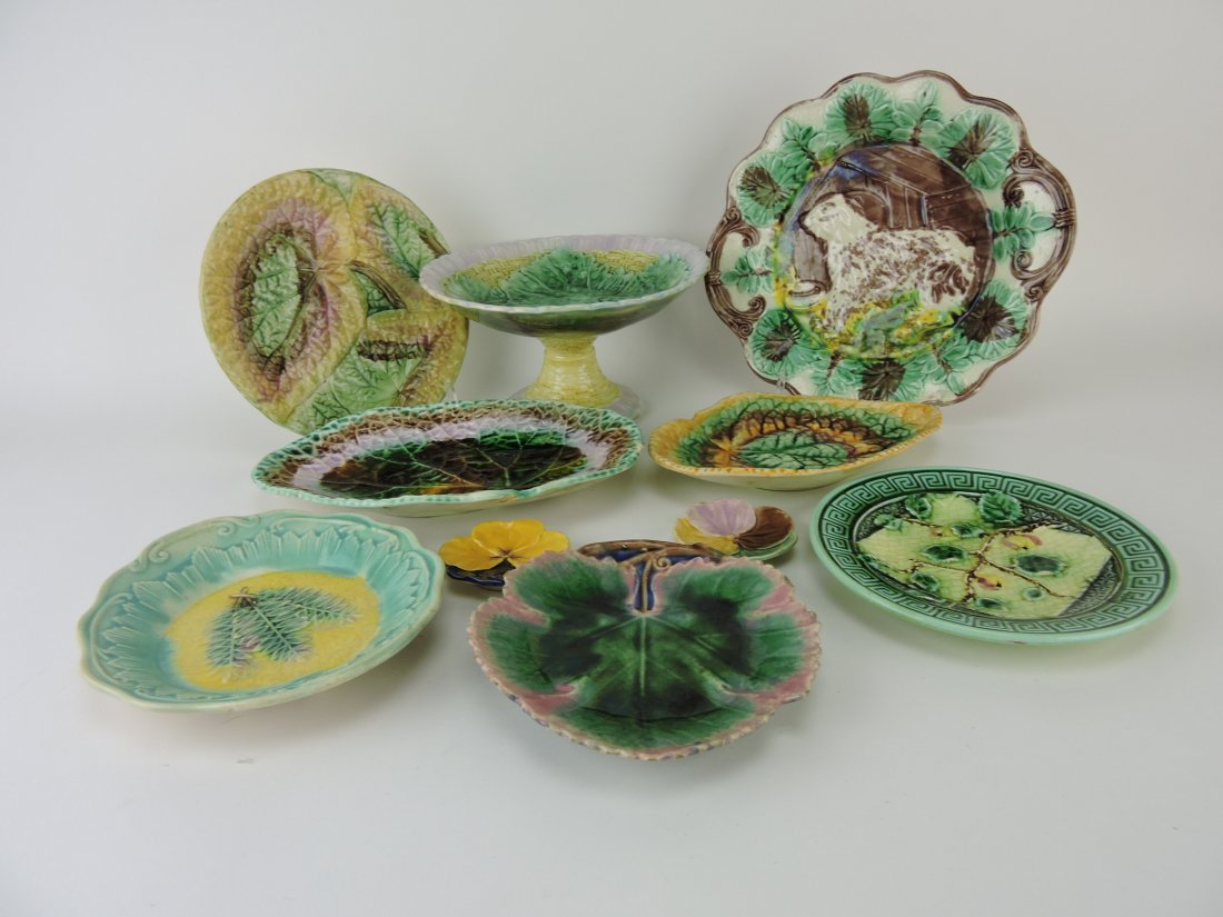 Majolica lot of 10 plates, trays, complote (1 of 1)