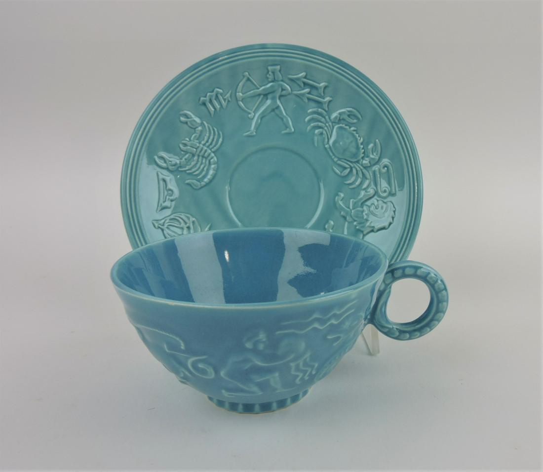Fiesta World's Fair Zodiac cup: & saucer, turquoise