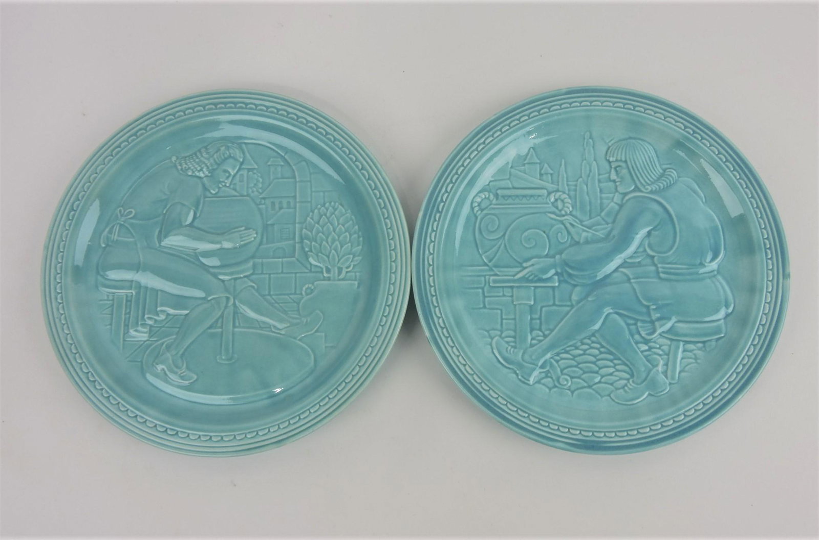 Fiesta World's Fair pair of potter: plates, turquoise