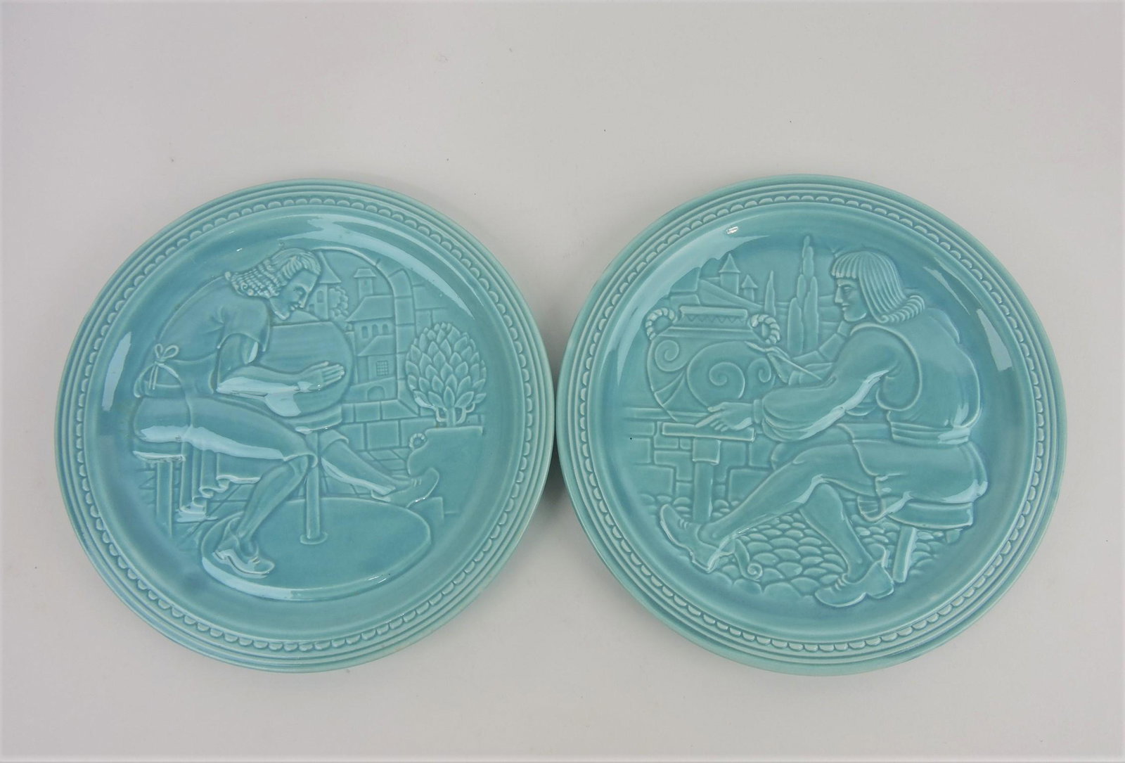 Fiesta World's Fair pair of potter: plates, turquoise