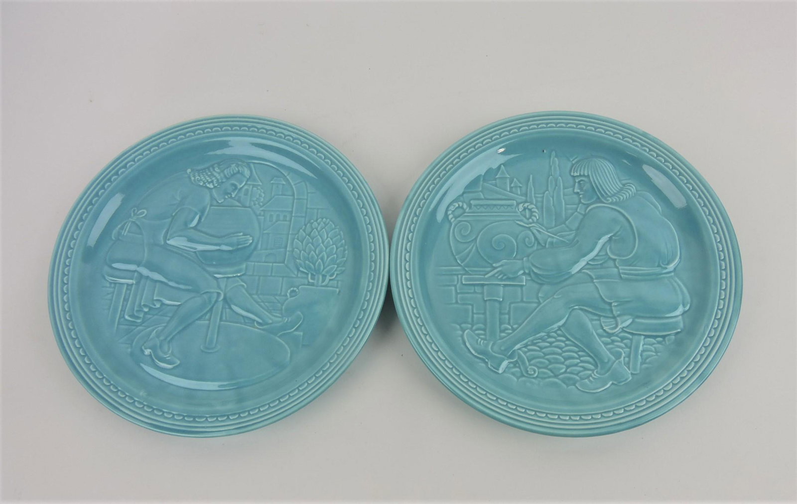 Fiesta World's Fair pair of potter: plates, turquoise