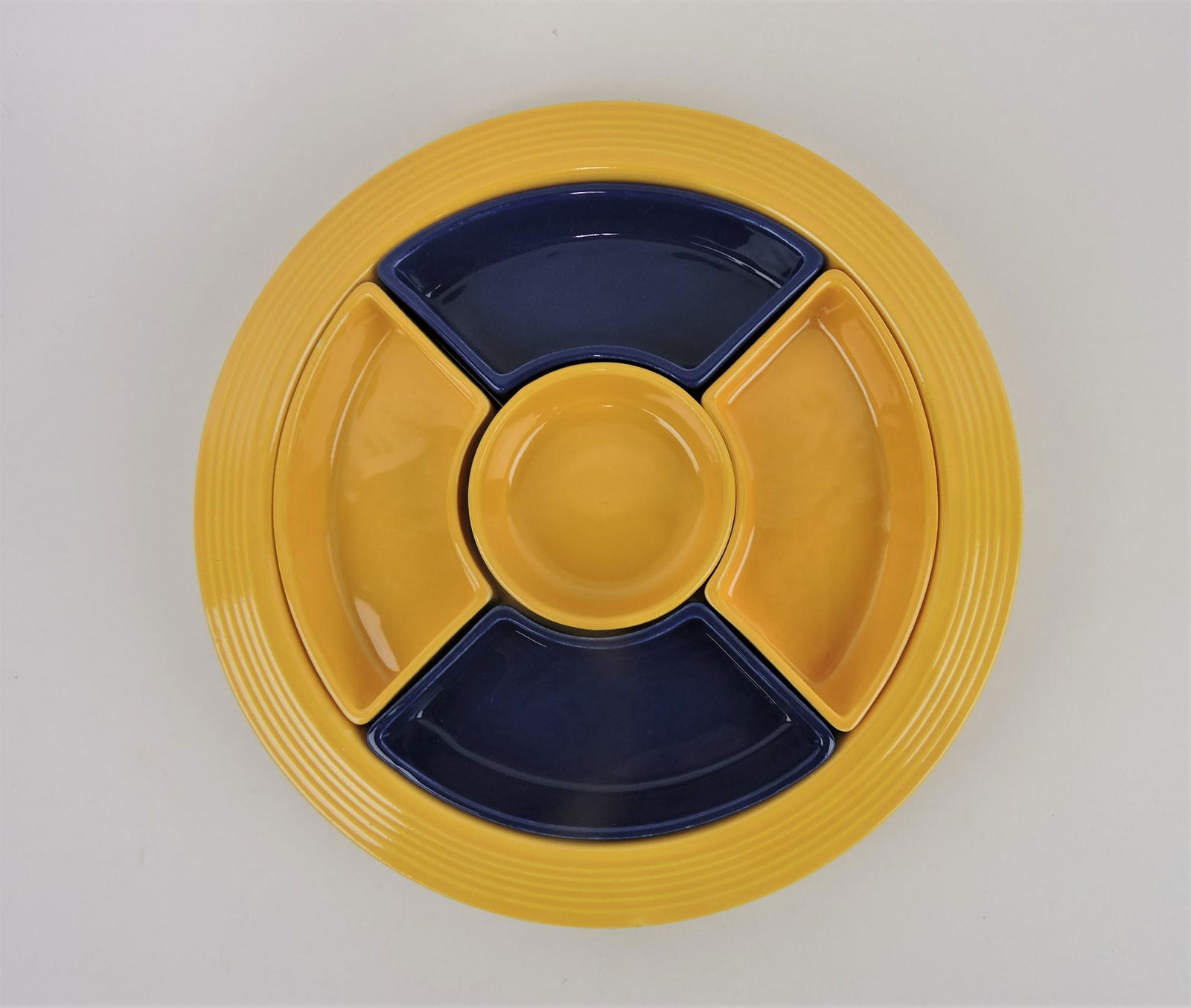 Fiesta relish tray, yellow tray, center, (1 of 1)