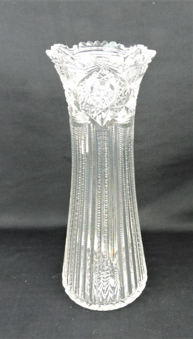 American Brilliant Period cut glass: 16" vase
