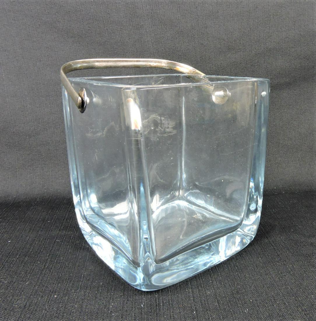 Cartier blue glass ice bucket, 6 1/2",: minor nicks to rim