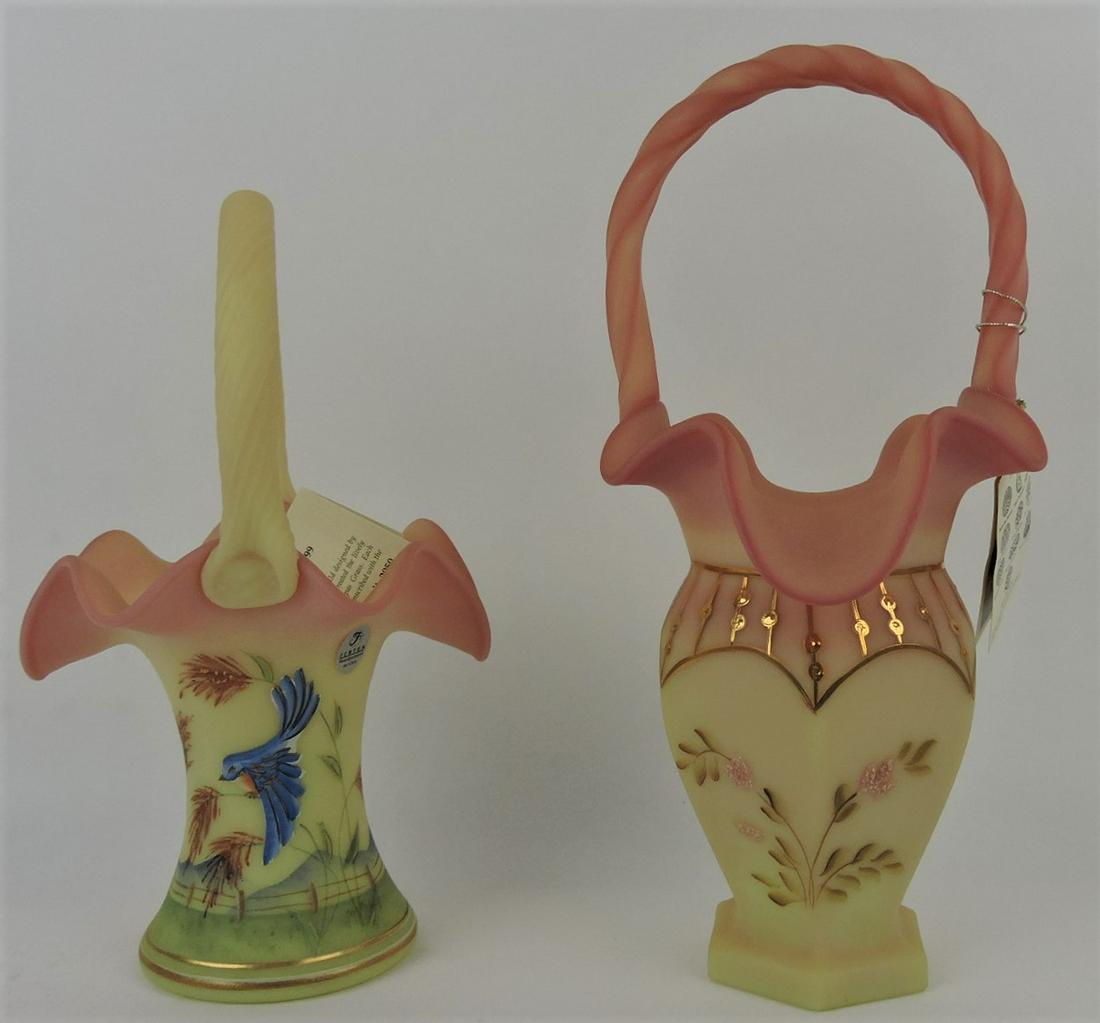 Fenton Burmese lot of 2 baskets: .
