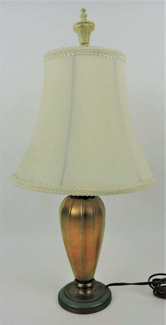 Steuben gold aurene art glass boudoir: lamp, glass portion 6 1/2", 20" overall