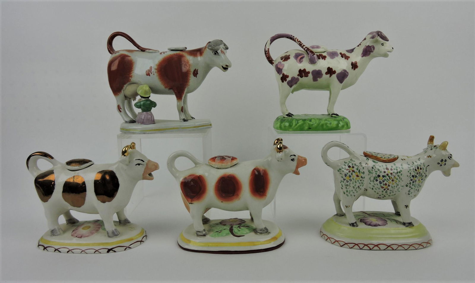 Staffordshire lot of 5 figural cow (1 of 1)