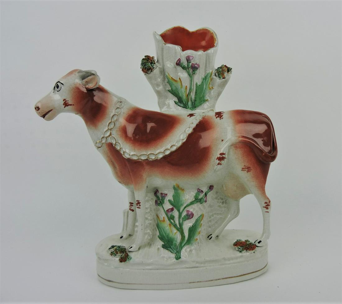 Staffordshire rare large cow spill vase, (1 of 1)