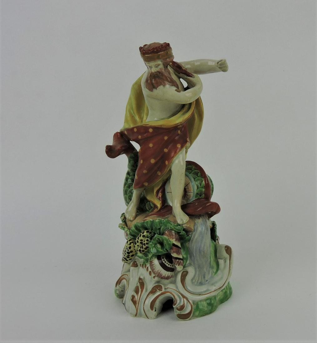 Staffordshire Pearlware Neptune: figure, 9", professional repair to arm