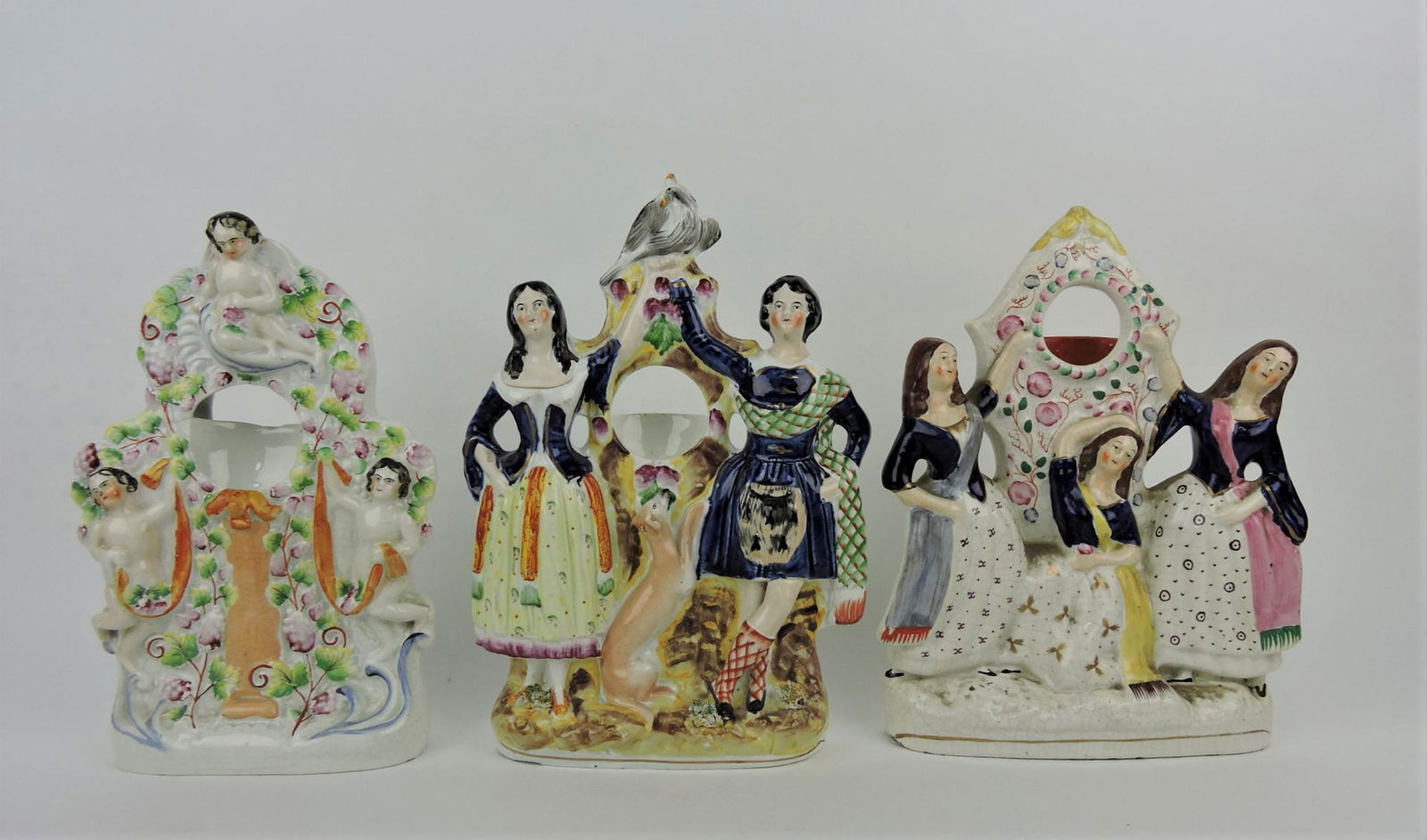 Staffordshire lot of 3 clock holders, (1 of 1)