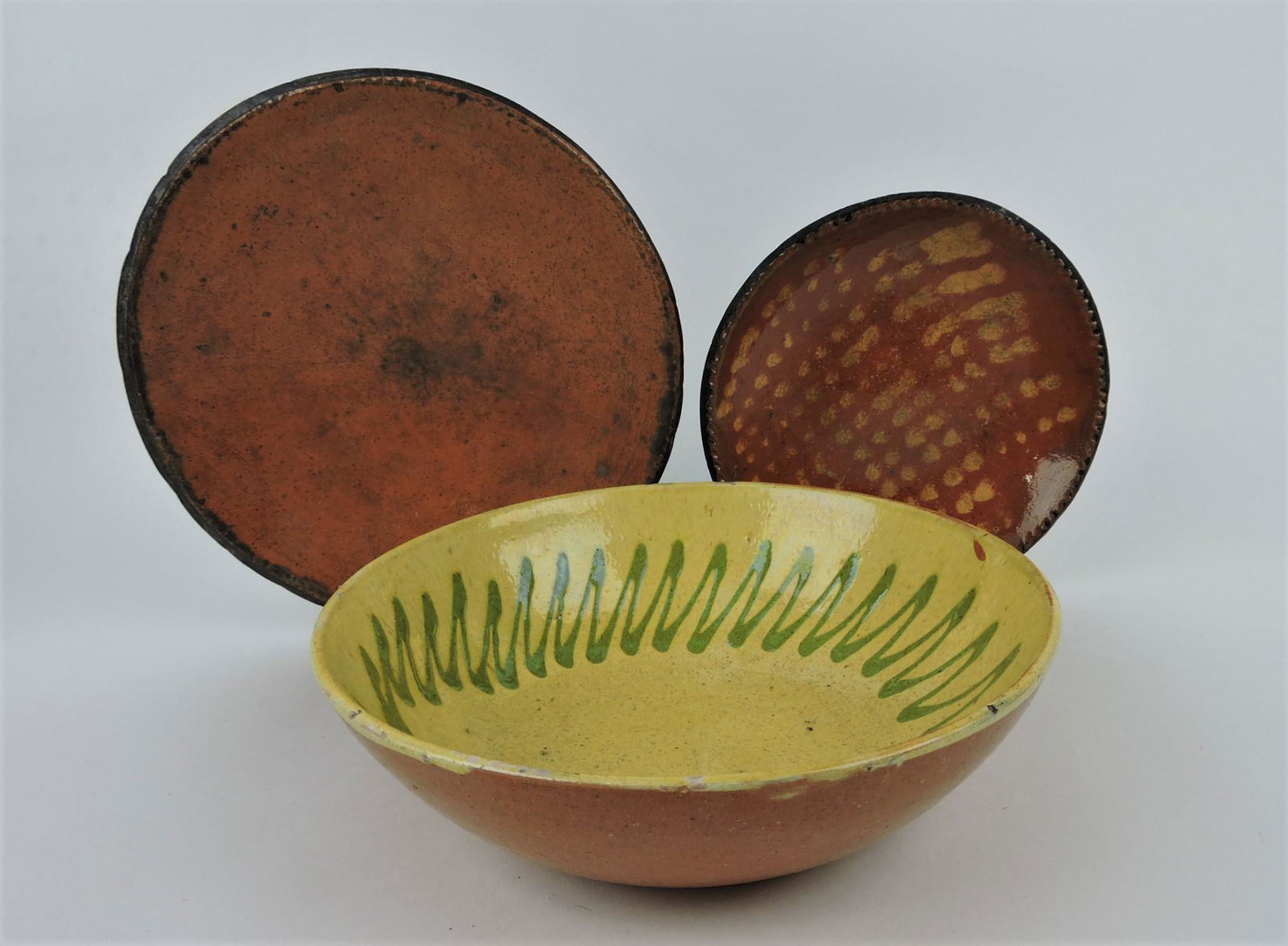 Pennsylvania redware lot of 3 pieces, (1 of 1)