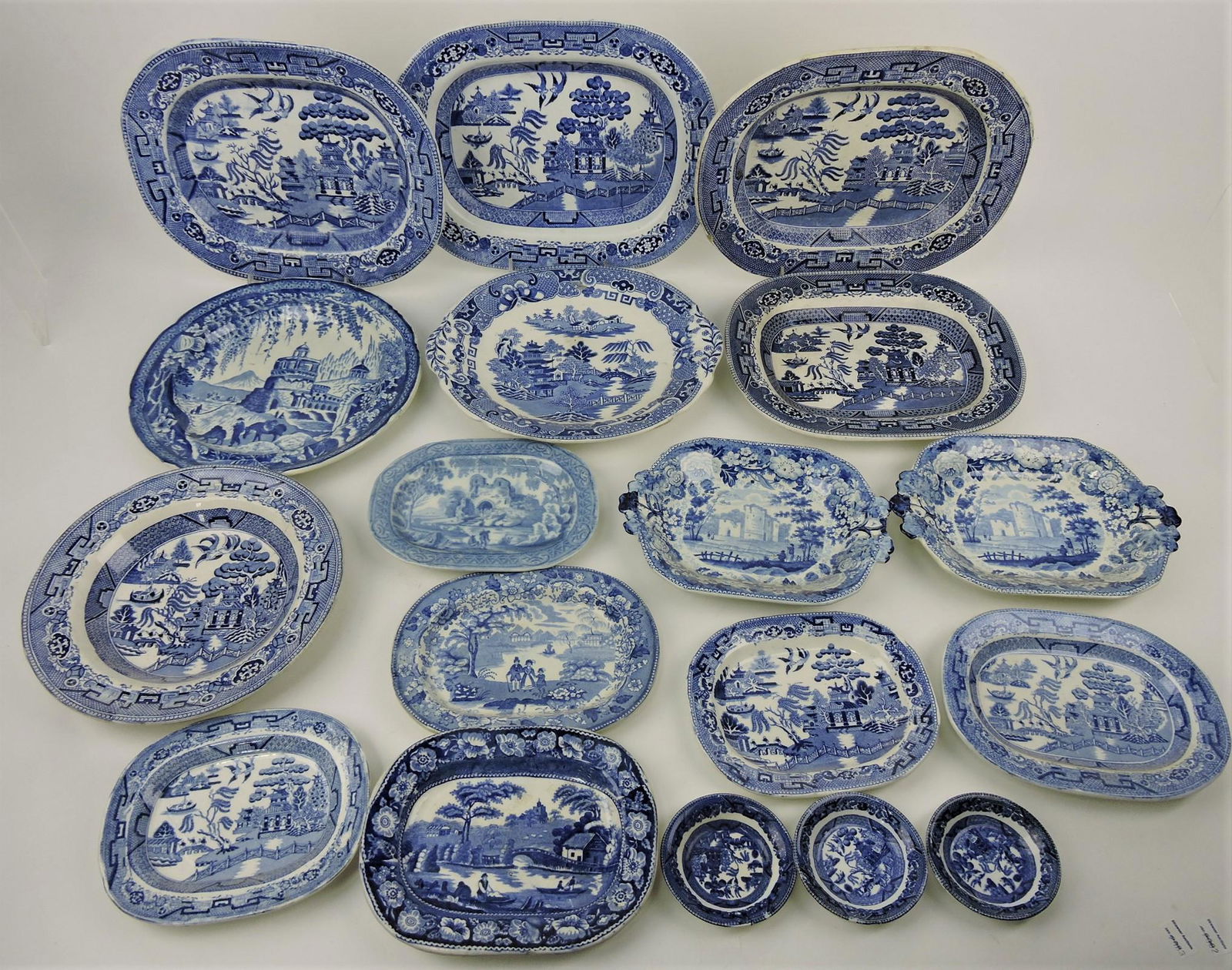 Blue and white transferware lot of 18 (1 of 1)