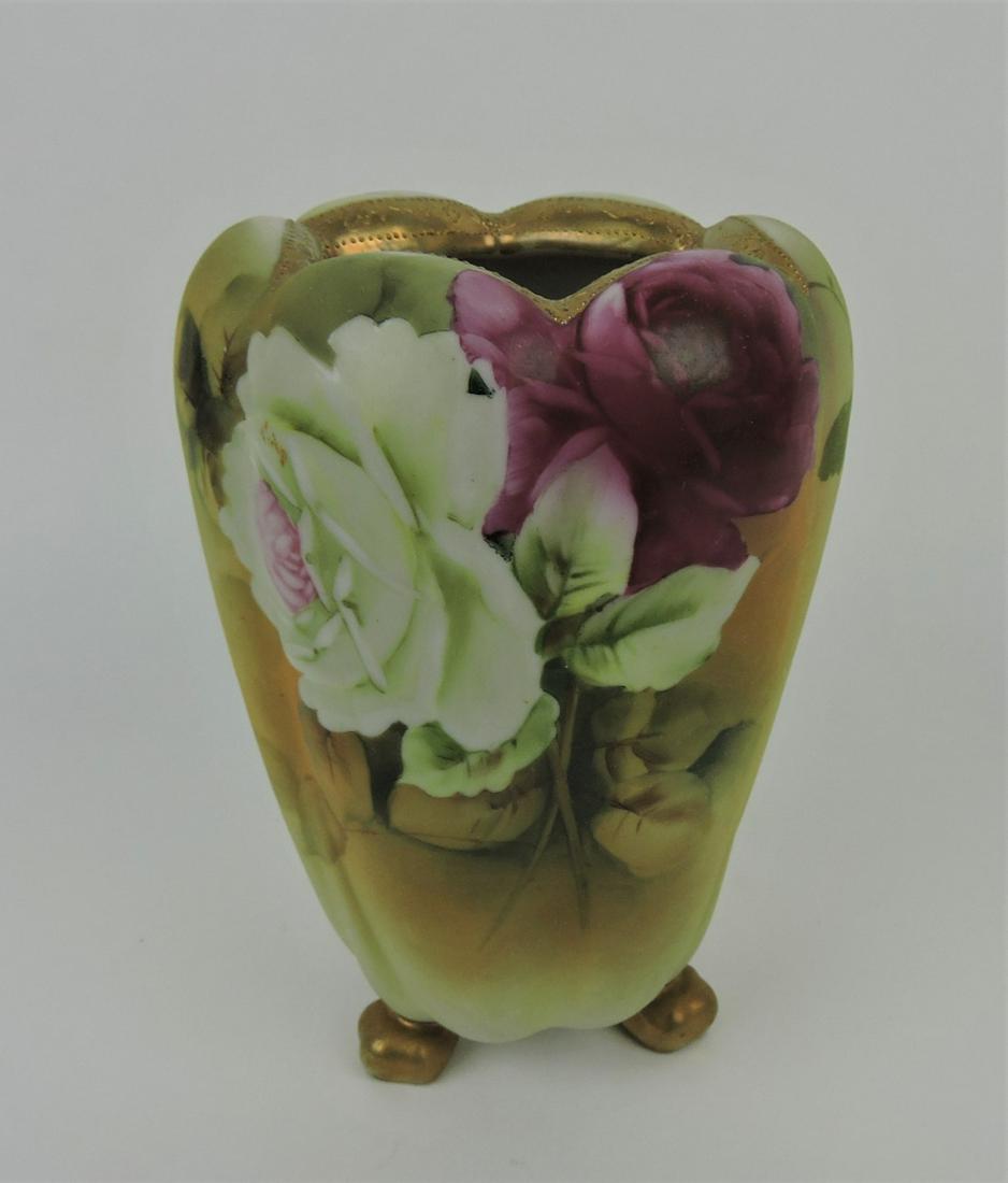 Nippon 7" footed vase with roses, (1 of 1)
