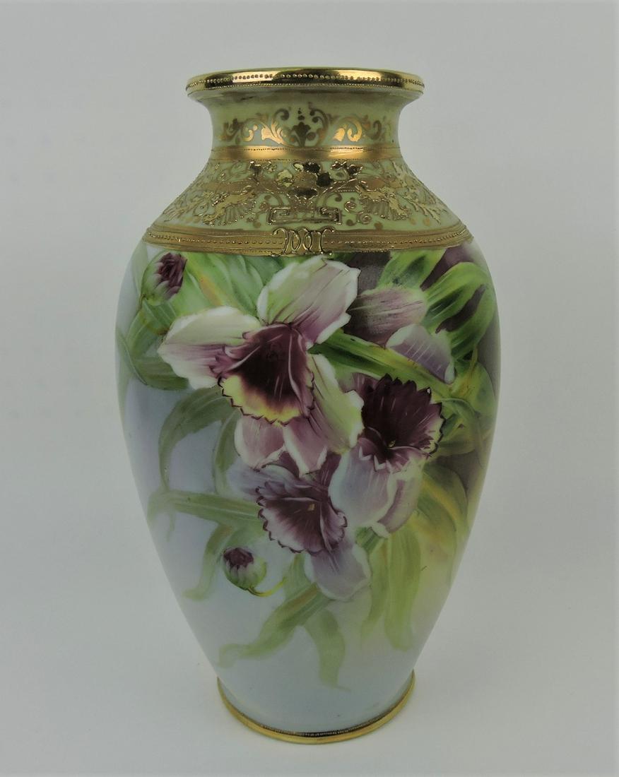 Nippon floral vase with heavy gold, 13" (1 of 1)