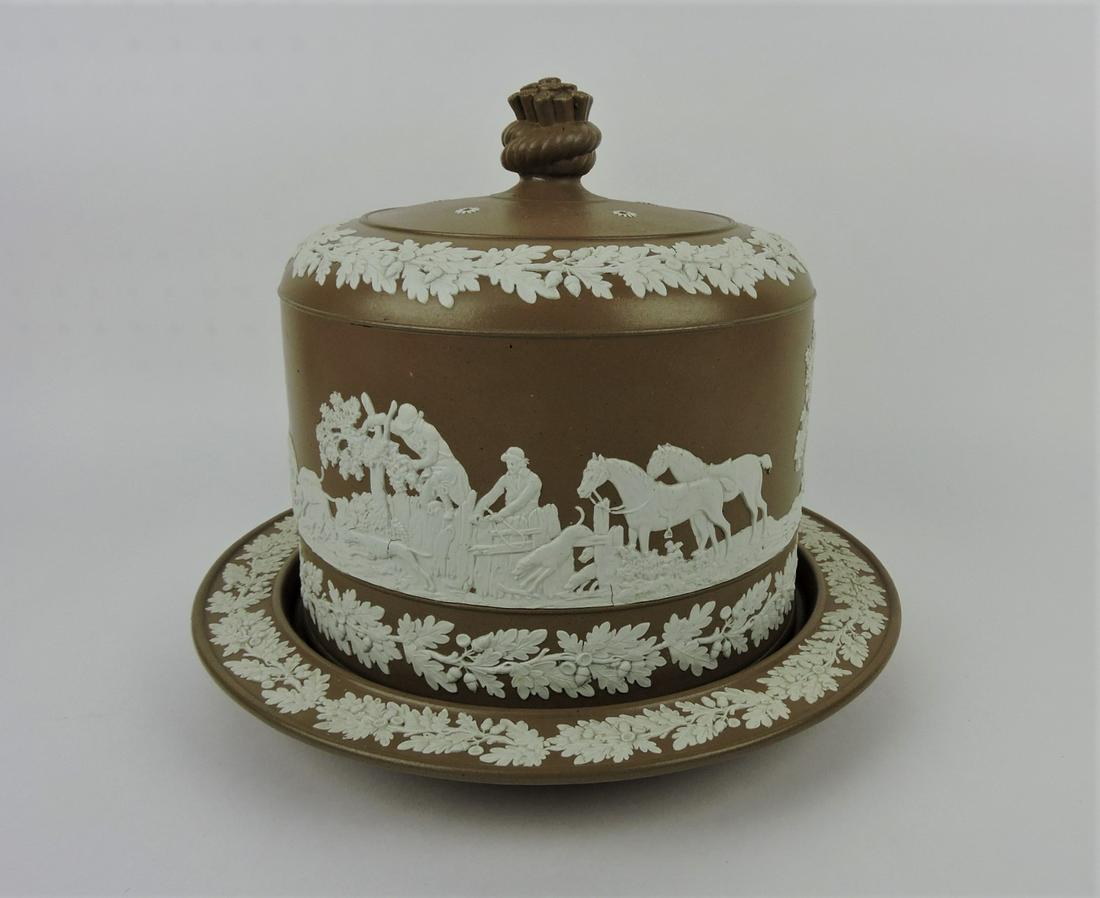 Brown and white cheese keeper 11"h, (1 of 1)