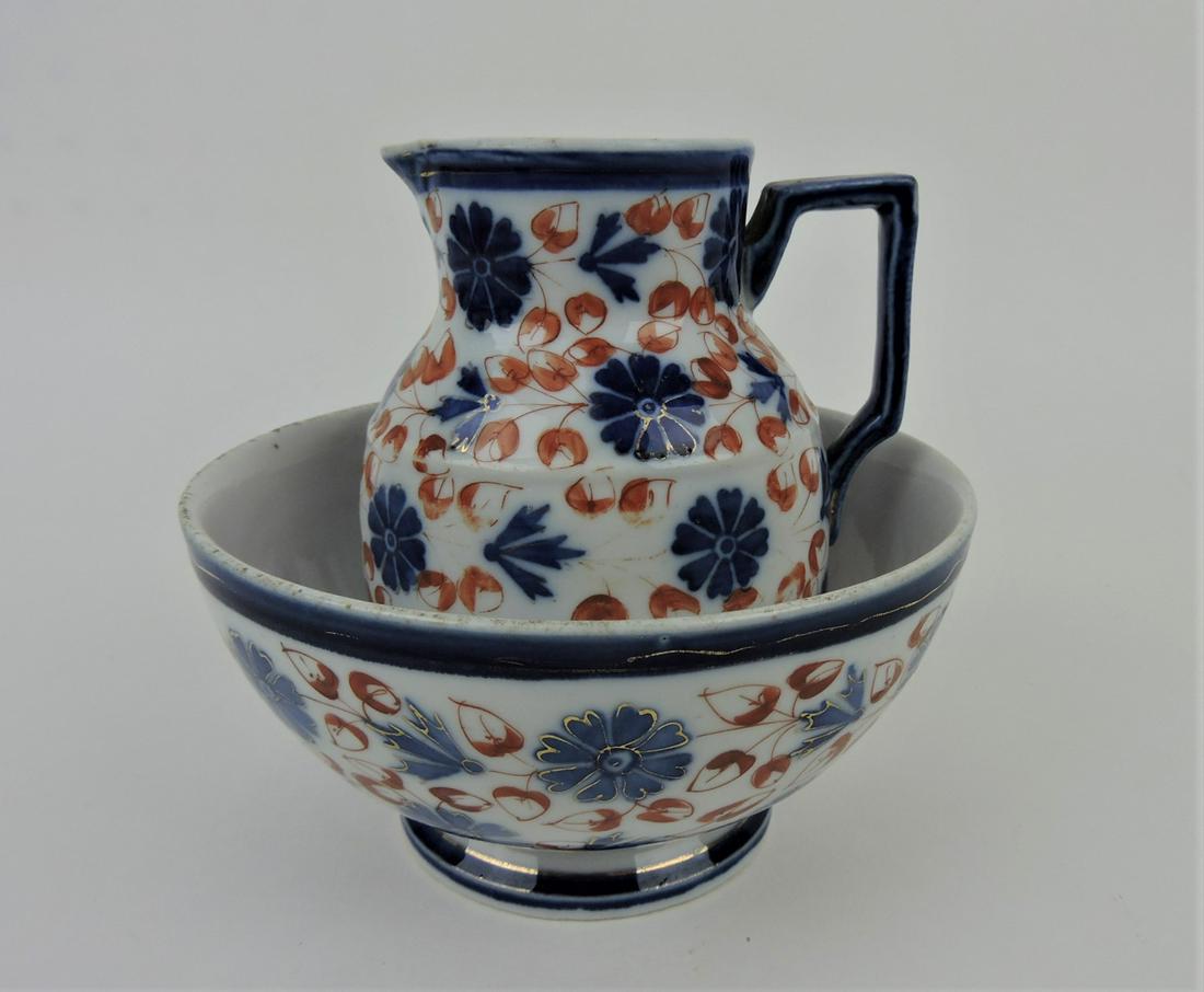 Miniature pitcher and bowl set, 4 1/4"h, (1 of 1)