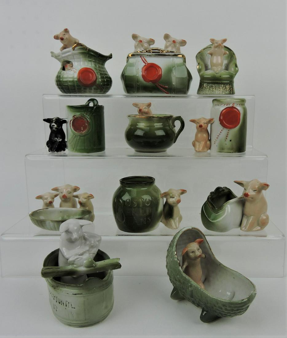 German porcelain novelty pink pigs lot (1 of 1)