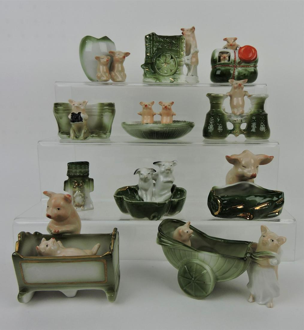 German porcelain novelty pink pigs lot (1 of 1)