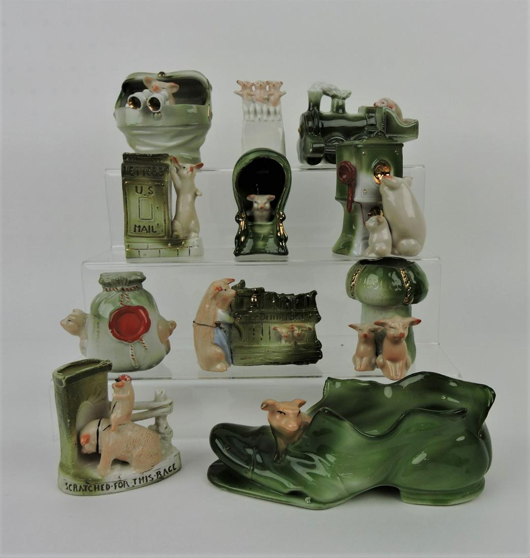 German porcelain novelty pink pigs lot (1 of 1)