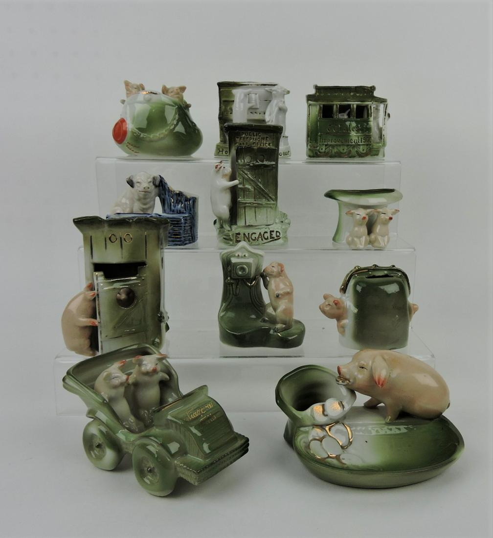 German porcelain novelty pink pigs lot (1 of 1)