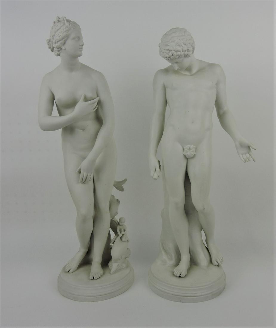 Parian pair of figures of Adam and Eve, (1 of 1)