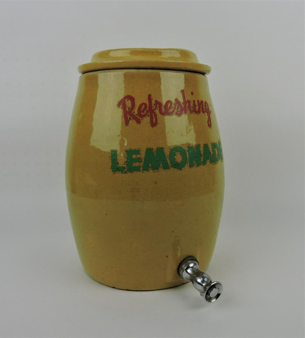 Yellow crockery lemonade dispenser, (1 of 1)