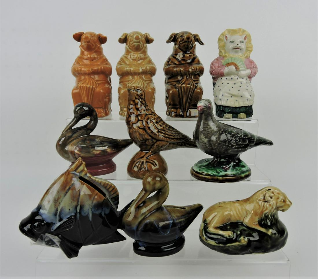Lot of 10 ceramic figural animal banks, (1 of 1)