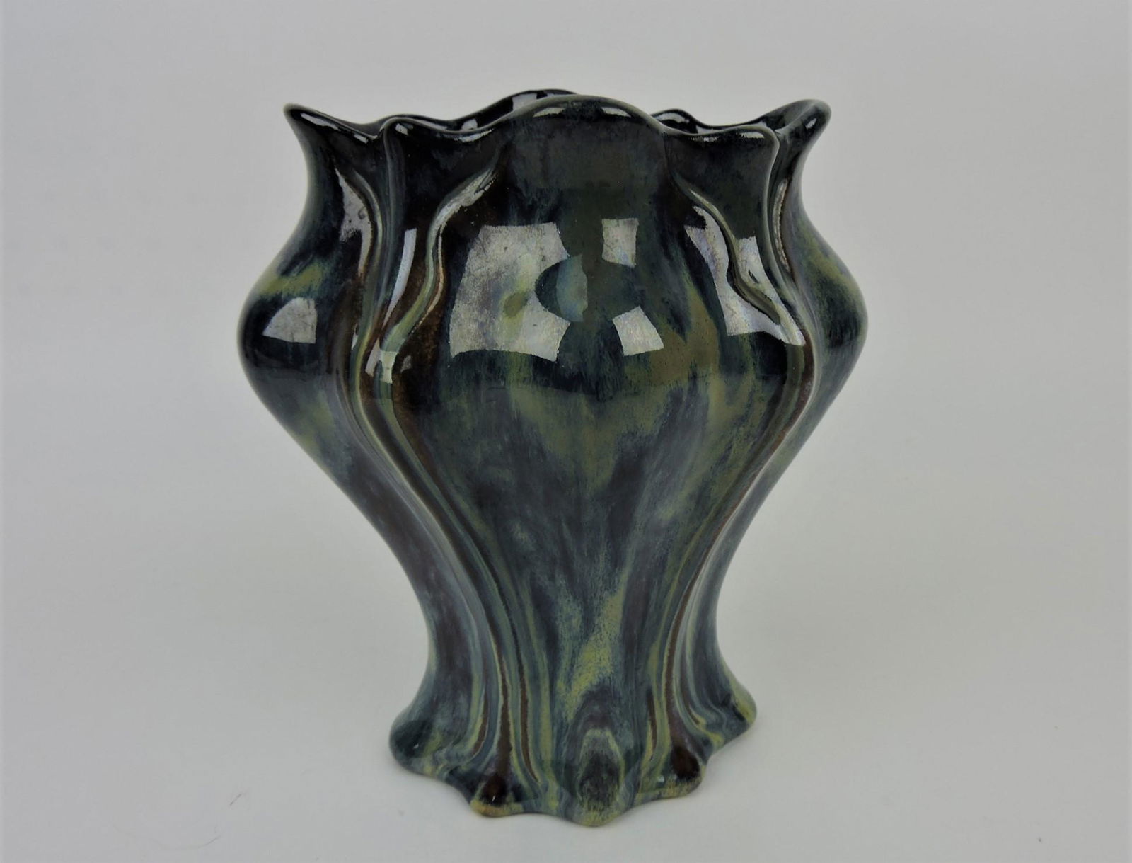Fulper vase, 7", experimental glaze, (1 of 2)