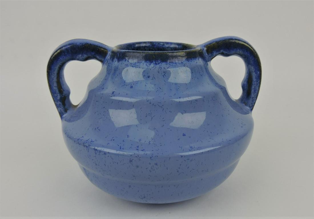 Fulper blue flambe two handled vase, (1 of 2)
