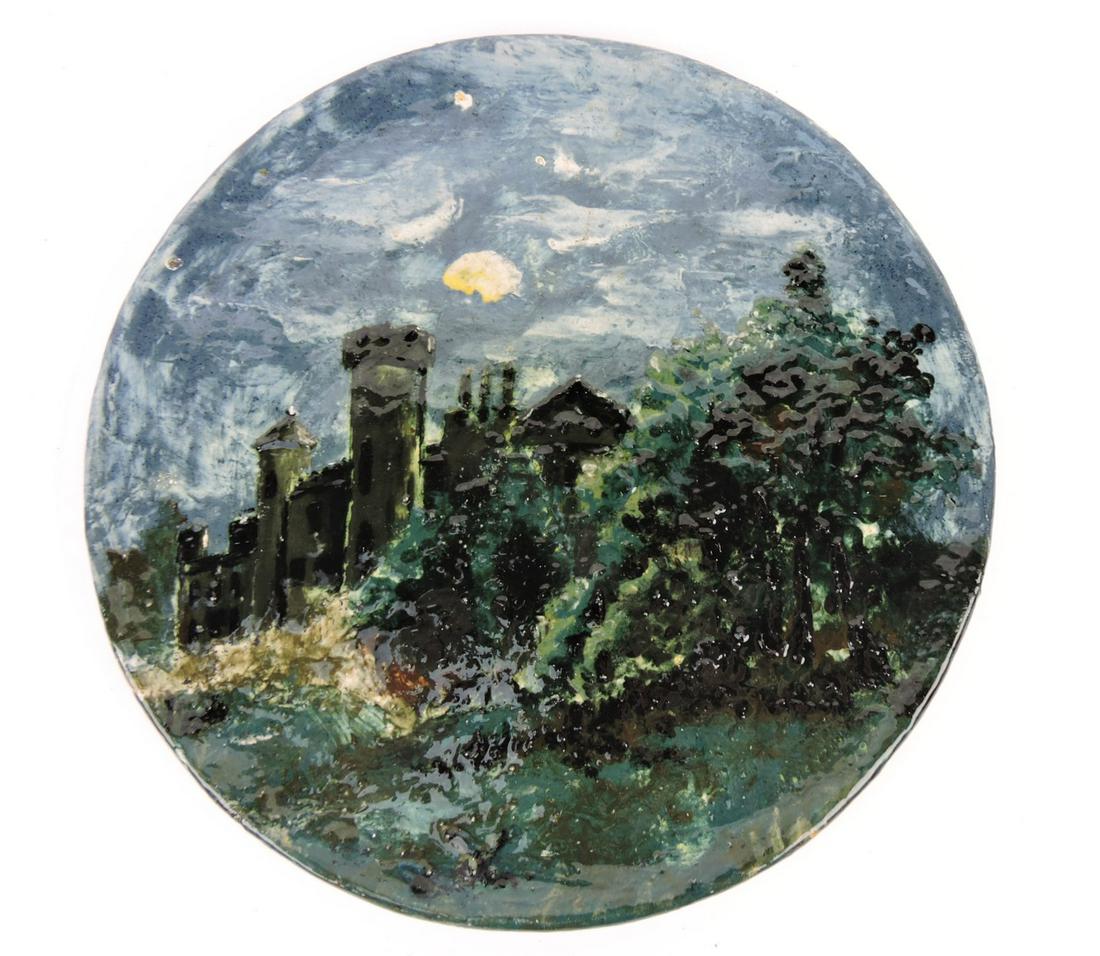 Wheatley Pottery scenic charger, (1 of 2)