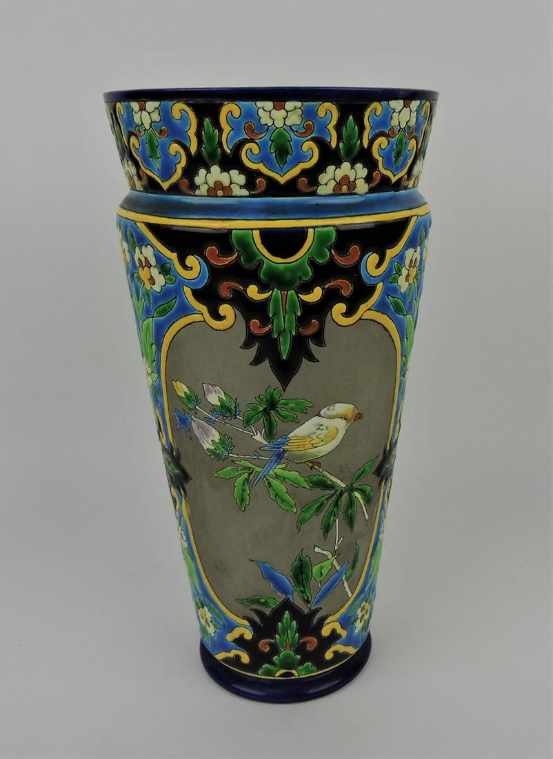 Longwy 11" vase with bird (1 of 1)