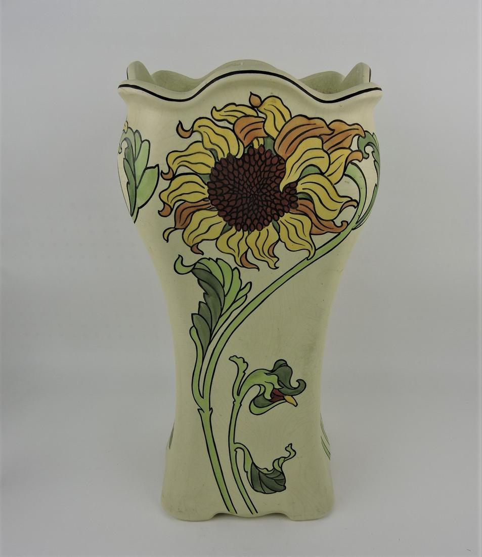 Roseville Persian Sunflower umbrella: stand, 23 1/2", hairline, crazing