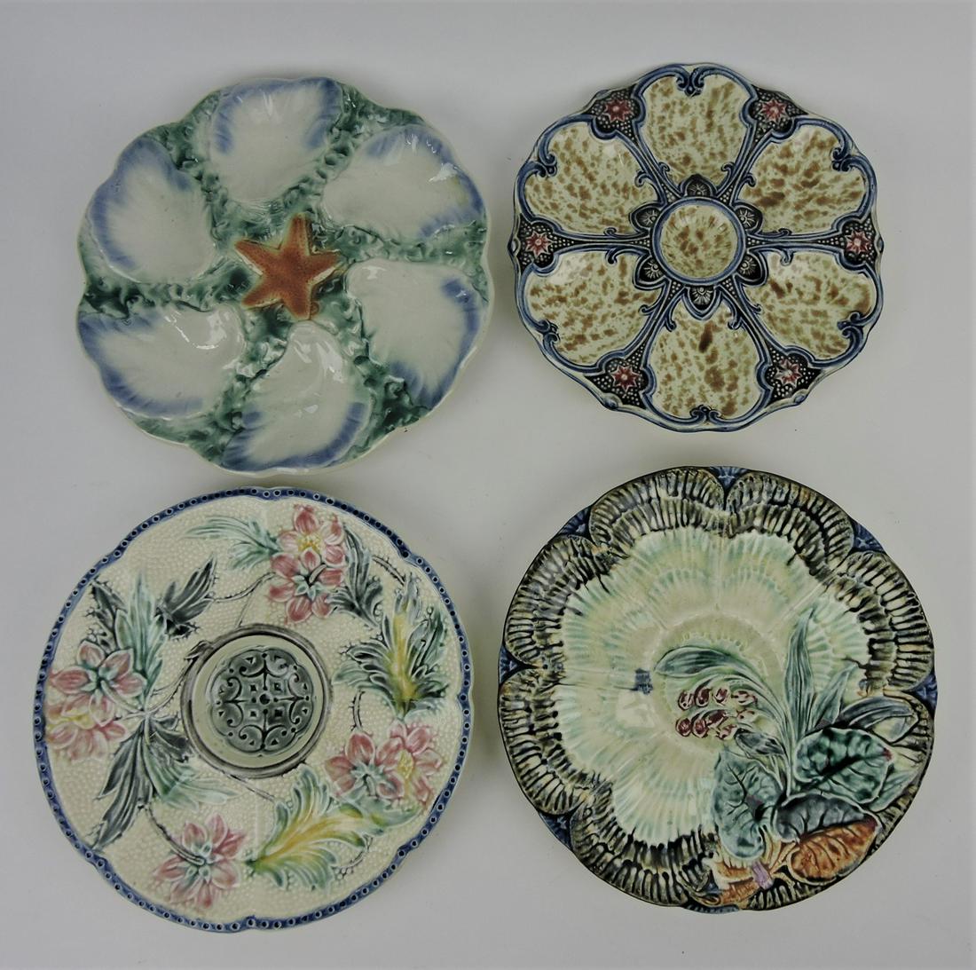 Majolica lot of 4 oyster plates (1 of 1)