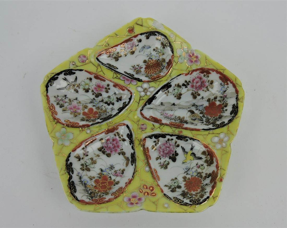 Oriental porcelain five well oyster plate, (1 of 1)