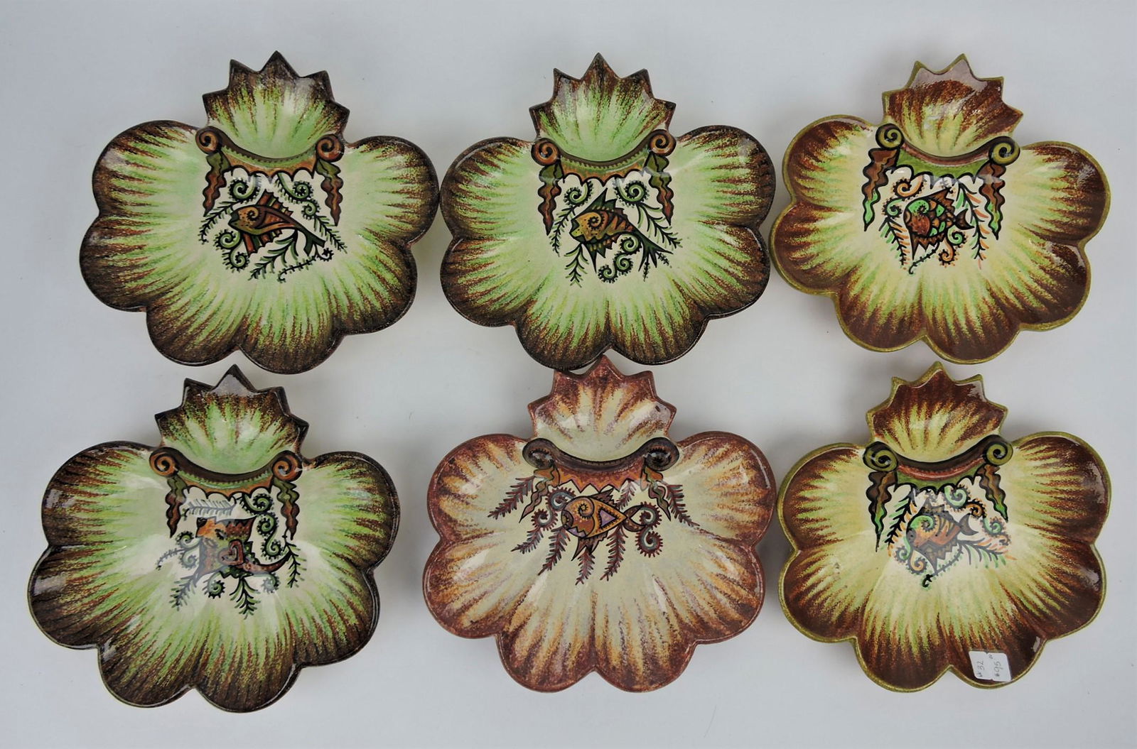 Quimper lot of 6 oyster plates (1 of 1)