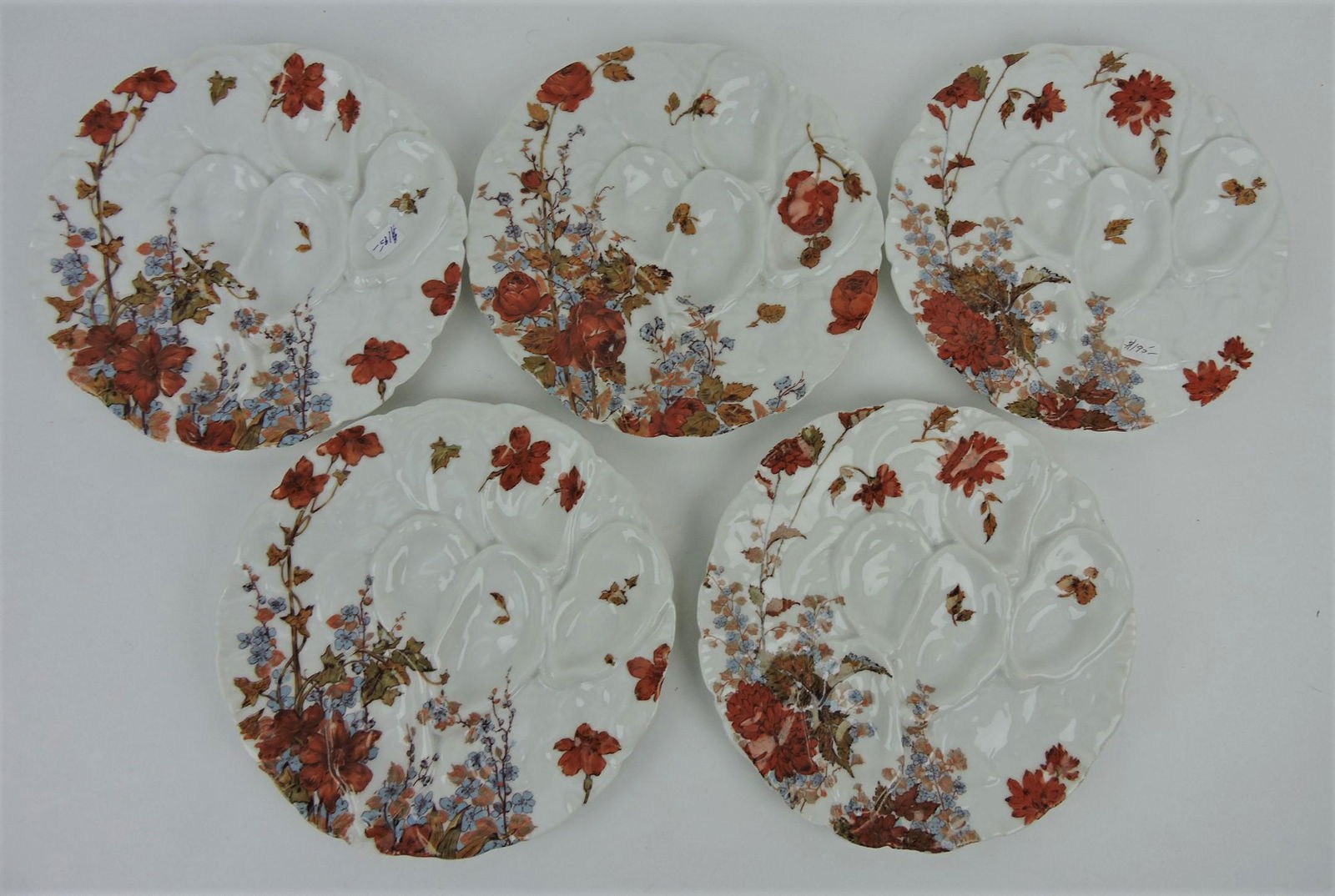 Haviland set of 5 turkey oyster plates (1 of 1)